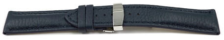 Bracelet montre boucle déployante bleu foncé cuir cerf rembourré très souple 18mm 20mm 22mm 24mm