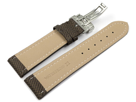 Bracelet montre boucle déployante rembourré matériau high-tech marron 18mm 20mm 22mm 24mm