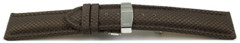 Bracelet montre boucle déployante rembourré matériau high-tech marron 24mm Dorée