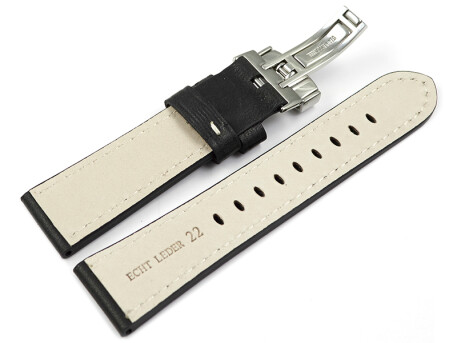 Bracelet montre boucle dployante cuir noir Miami sans rembourrage 20mm 22mm 24mm