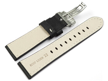 Bracelet montre boucle déployante cuir noir Miami...