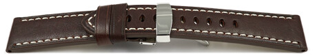 Bracelet montre boucle déployante cuir marron Miami sans rembourrage 20mm 22mm 24mm