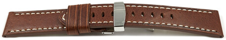 Bracelet montre boucle dployante cuir marron clair Miami sans rembourrage 20mm 22mm 24mm