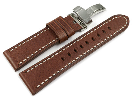 Bracelet montre boucle déployante cuir marron clair Miami sans rembourrage 20mm 22mm 24mm