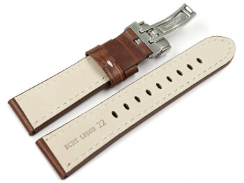 Bracelet montre boucle déployante cuir marron...