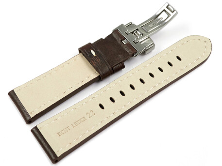 Bracelet montre boucle déployante cuir brun foncé Miami sans rembourrage 20mm 22mm 24mm