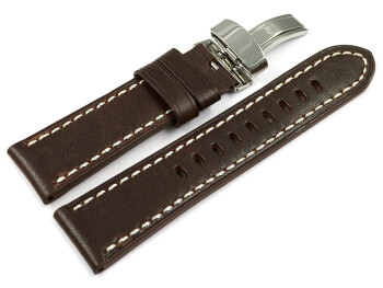 Bracelet montre boucle d ployante cuir brun fonc Miami sans rembourr