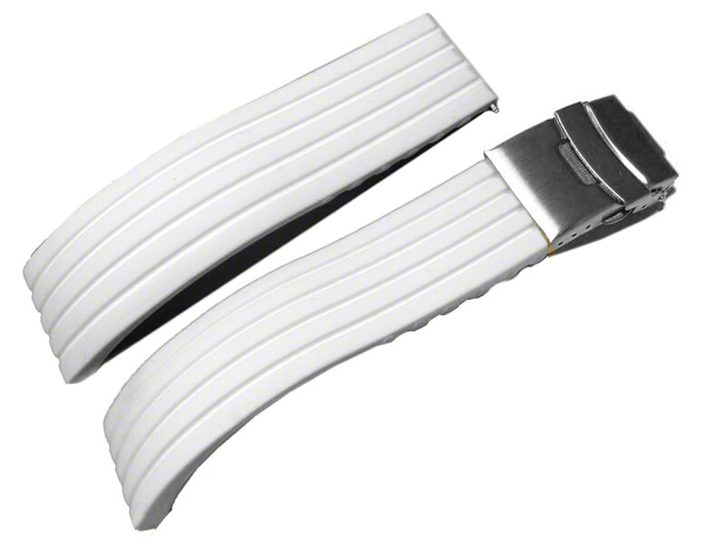 Bracelet De Montre En Silicone à Déployante - Modèle Stripes Orange - Largeurs 18, 20, 22, 24 Mm - Unisexe