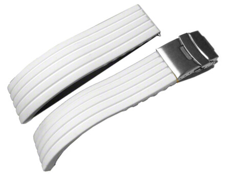 Bracelet de montre  dployante -silicone- Modle Stripes- blanc