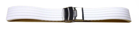 Bracelet de montre à déployante -silicone- Modèle Stripes- blanc