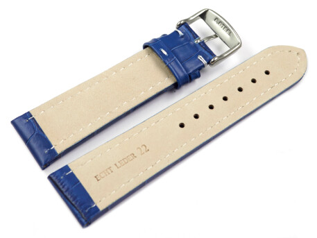 Bracelet De Montre Cuir Veau Façon Alligator 26mm - Marron Couture Blanche (neuf)