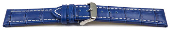 Bracelet de montre - cuir de veau - grain croco - bleu...