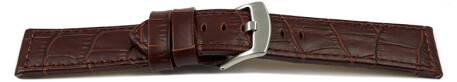 Bracelet montre à ardillon large-gr.croco-brun-cout.ton-sur-ton