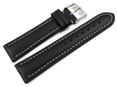 XL Bracelet montre cuir de veau lisse noir 18mm 20mm 22mm 24mm 26mm 28mm