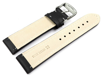 XL Bracelet montre cuir de veau lisse noir 18mm 20mm 22mm...