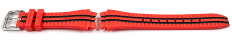 Bracelet de remplacement Lotus en caoutchouc orange-rouge avec bandes noires 18261 18261/1