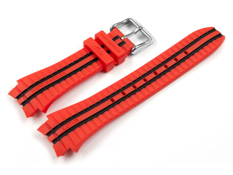 Bracelet de remplacement Lotus en caoutchouc orange-rouge avec bandes