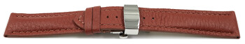 Bracelet montre Boucle papillon marron cuir cerf rembourré très souple 20mm Acier