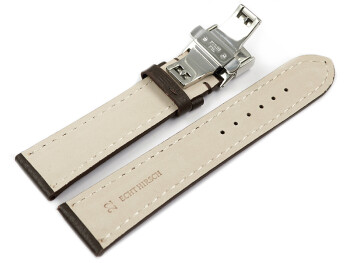 Bracelet montre Boucle papillon marron foncé cuir...