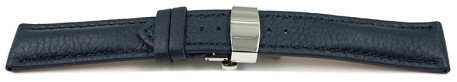Bracelet montre Boucle papillon bleu foncé cuir cerf rembourré très souple 18mm 20mm 22mm 24mm