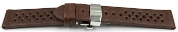 Bracelet montre Boucle papillon perméable à lair cuir marron foncé 18mm 20mm 22mm 24mm