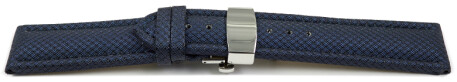 Bracelet montre boucle papillon rembourré matériau high-tech bleu 18mm 20mm 22mm 24mm
