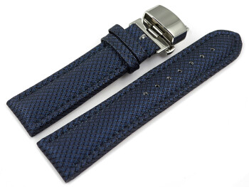 Bracelet montre boucle papillon rembourré matériau high-tech bleu 18mm 20mm 22mm 24mm