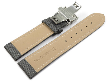 Bracelet montre boucle papillon rembourré matériau high-tech gris clair 18mm 20mm 22mm 24mm
