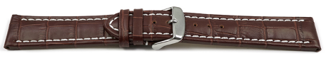 Bracelet de montre cuir de veau - grain croco - marron surpiqu