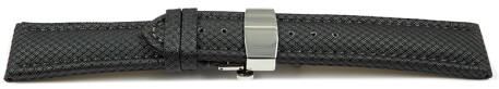 Bracelet montre boucle papillon rembourré matériau high-tech gris foncé 18mm 20mm 22mm 24mm