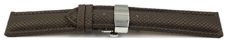 Bracelet montre boucle papillon rembourré matériau high-tech marron 18mm 20mm 22mm 24mm