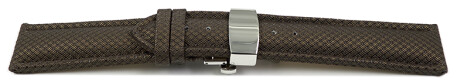 Bracelet montre boucle papillon rembourré matériau high-tech marron 18mm 20mm 22mm 24mm