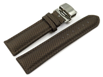 Bracelet montre boucle papillon rembourré matériau high-tech marron 18mm 20mm 22mm 24mm