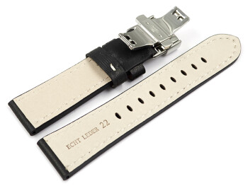 Bracelet montre boucle papillon cuir noir Miami sans...
