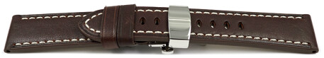 Bracelet montre boucle papillon cuir marron Miami sans rembourrage 20mm 22mm 24mm 26mm