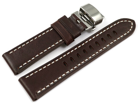 Bracelet montre boucle papillon cuir marron Miami sans...