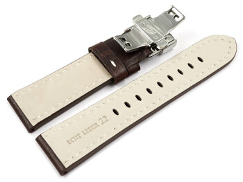 Bracelet montre boucle papillon cuir marron Miami sans rembourrage 20mm 22mm 24mm 26mm
