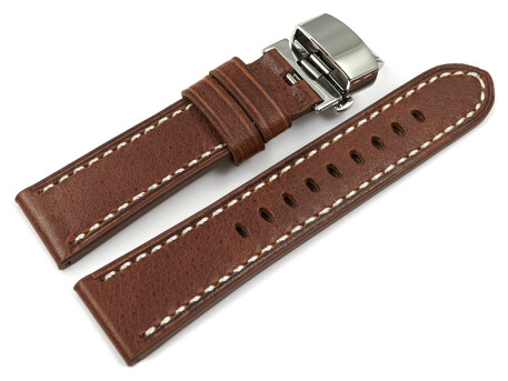 Bracelet montre boucle papillon cuir marron clair Miami...