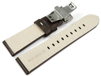 Bracelet montre boucle papillon cuir brun foncé...