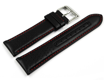 Bracelet montre Festina cuir noir coutures rouges pour...