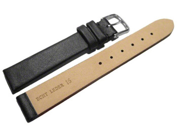 Bracelet montre - cuir lisse de veau - noir - XL - 8-20mm