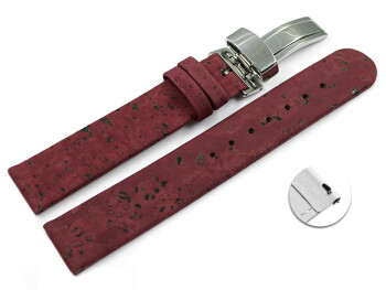 Bracelet montre dégagement rapide boucle déployante VEGAN en liège bordeaux 12mm 14mm 16mm 18mm 20mm 22mm