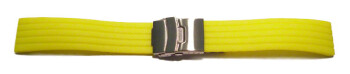 Bracelet montre à dégagement rapide à déployante silicone Modèle Stripes jaune 18mm 20mm 22mm 24mm