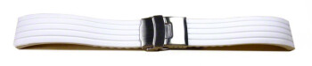 Bracelet montre à dégagement rapide à déployante silicone Modèle Stripes blanc 18mm 20mm 22mm 24mm
