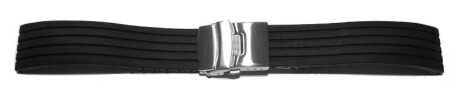 Bracelet montre à dégagement rapide à déployante silicone Modèle Stripes noir 18mm 20mm 22mm 24mm