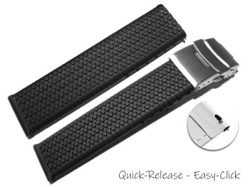 Bracelet montre à dégagement rapide silicone Modèle Pneu noir 18mm 20mm 22mm 24 mm