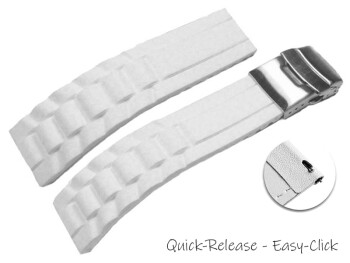 Bracelet montre à dégagement rapide silicone Modèle Vague blanc 16mm 18mm 20mm 22mm 24mm