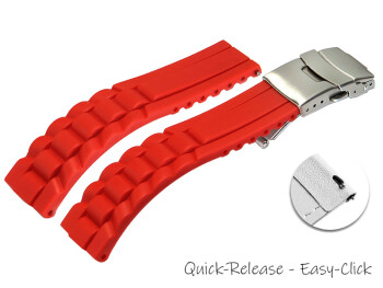 Bracelet montre à dégagement rapide silicone Modèle Vague rouge 16mm 18mm 20mm 22mm 24mm