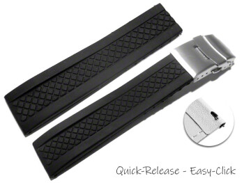 Bracelet montre à dégagement rapide sport à boucle déployante noir Modèle Carreaux noir 18mm 20mm 22mm 24mm