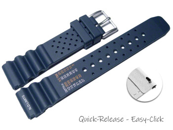 Bracelet montre à dégagement rapide en PVC pour les montres de plongées bleu 18mm 20mm 22mm 24mm